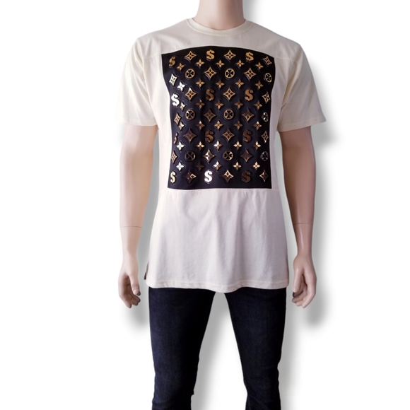 Victorious 3D Cream & Gold Print T-Shirt - Picture 8 of 8